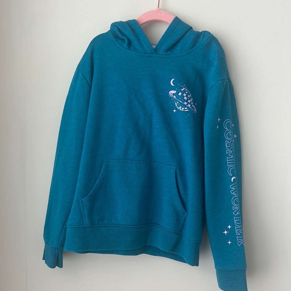 Cat & Jack Teal Hoodie with Cosmic Design